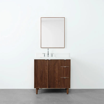 Malibu 36" American Black Walnut Bathroom Vanity, Left Sink - Teodor Vanities United States