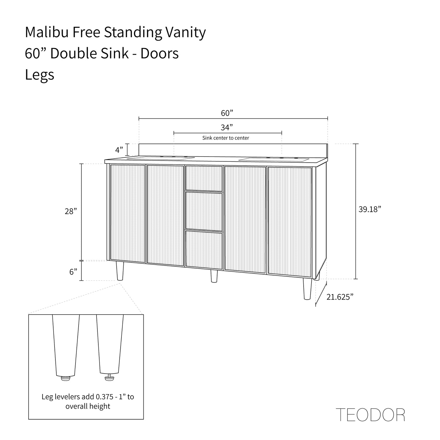 
                  
                    Malibu 60" Almond Coast Bathroom Vanity, Double Sink - Teodor Vanities United States
                  
                