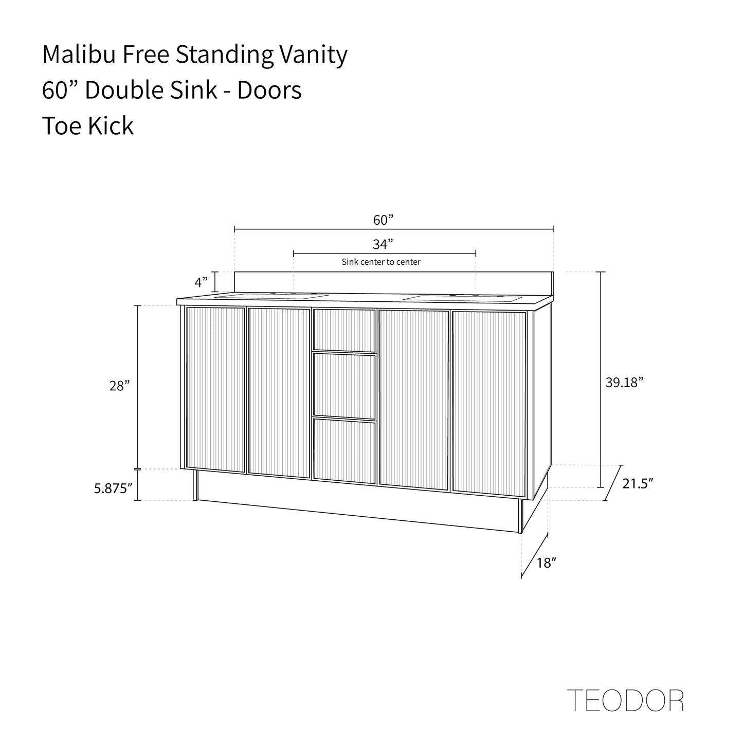 
                  
                    Malibu 60" American Black Walnut Bathroom Vanity, Double Sink
                  
                
