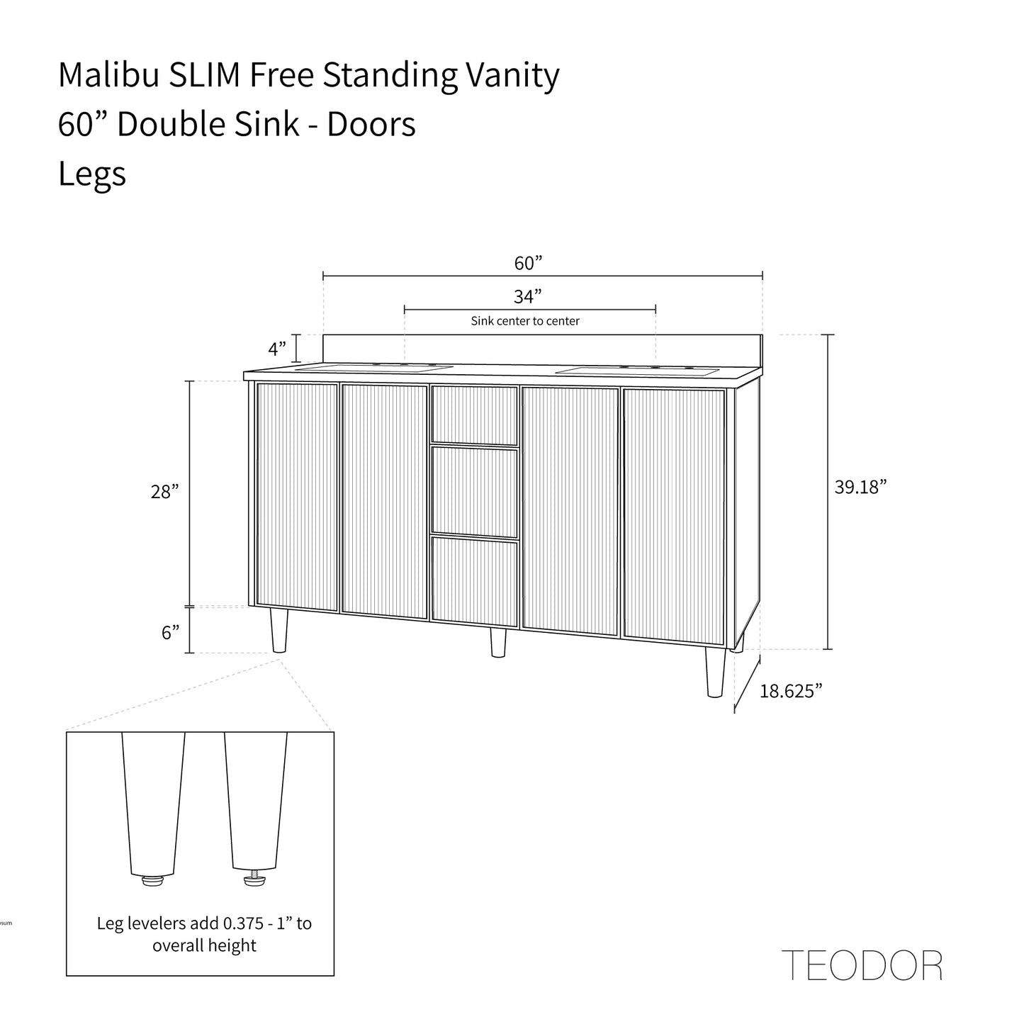 
                  
                    Malibu SLIM 60" American Black Walnut Bathroom Vanity, Double Sink
                  
                