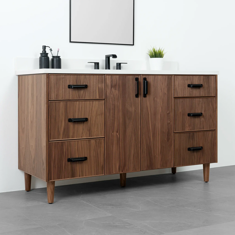 Malibu 60" American Black Walnut Bathroom Vanity - Teodor Vanities United States