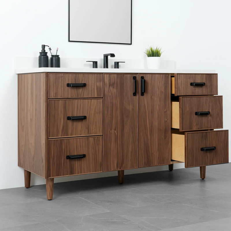 Malibu 60" American Black Walnut Bathroom Vanity - Teodor Vanities United States