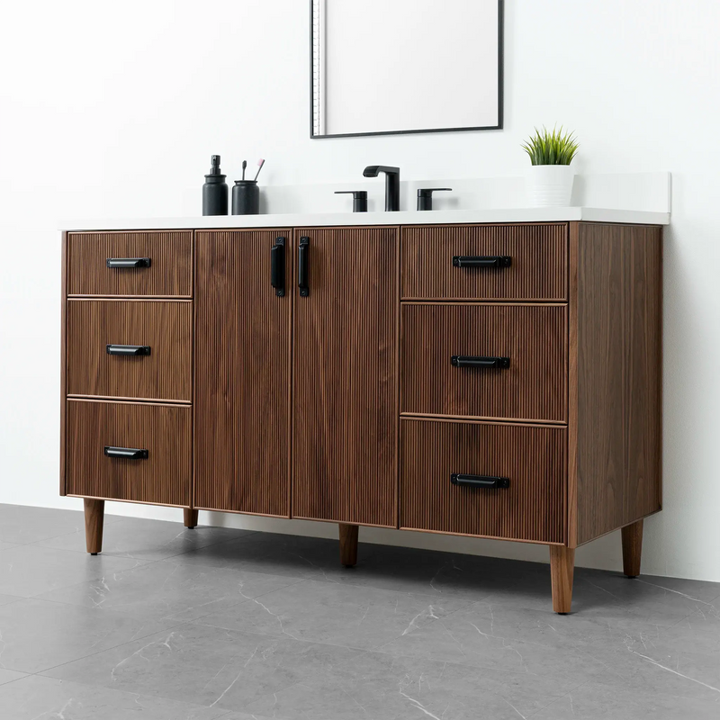 Malibu 60" American Black Walnut Bathroom Vanity - Teodor Vanities United States