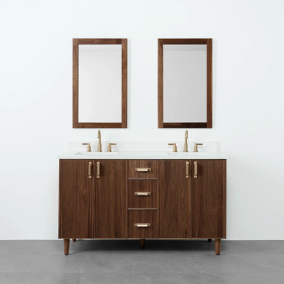 Malibu 60" American Black Walnut Bathroom Vanity, Double Sink - Teodor Vanities United States