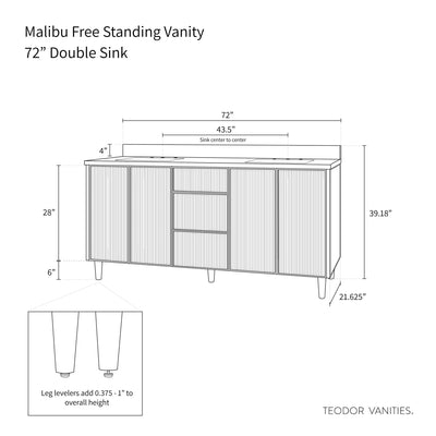 Malibu 72" Almond Coast Bathroom Vanity, Double Sink - Teodor Vanities United States