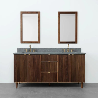 Malibu 72" American Black Walnut Bathroom Vanity, Double Sink - Teodor Vanities United States