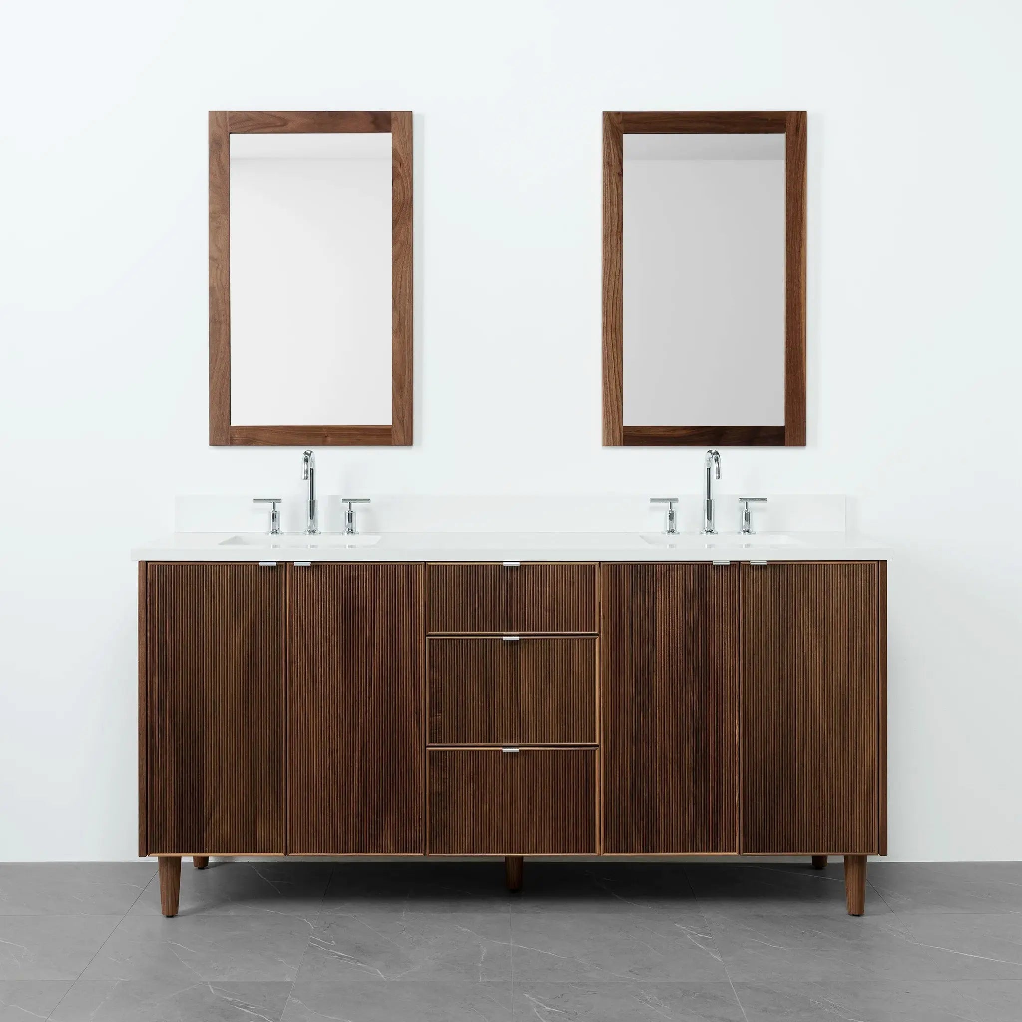 Malibu 72" American Black Walnut Bathroom Vanity, Double Sink - Teodor Vanities United States