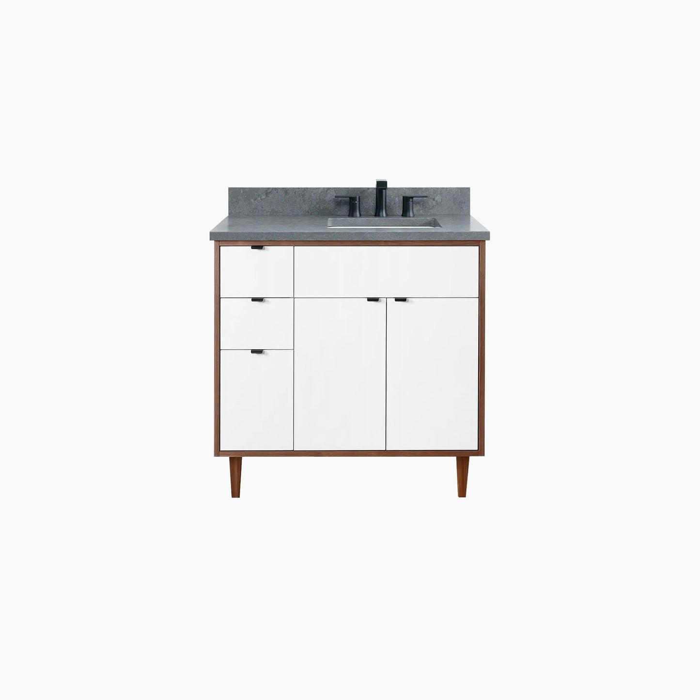 Sidney 36" Gloss White Bathroom Vanity, Right Sink