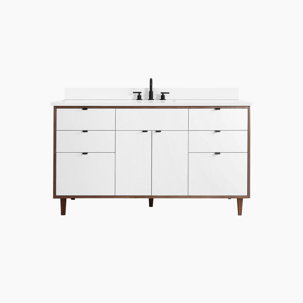 Sidney 60" Gloss White Bathroom Vanity