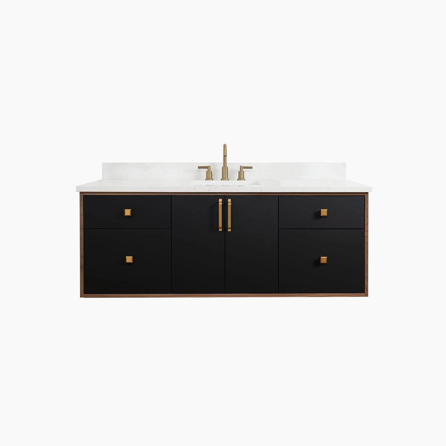 Sidney 60" Wall Mount Matte Black Bathroom Vanity