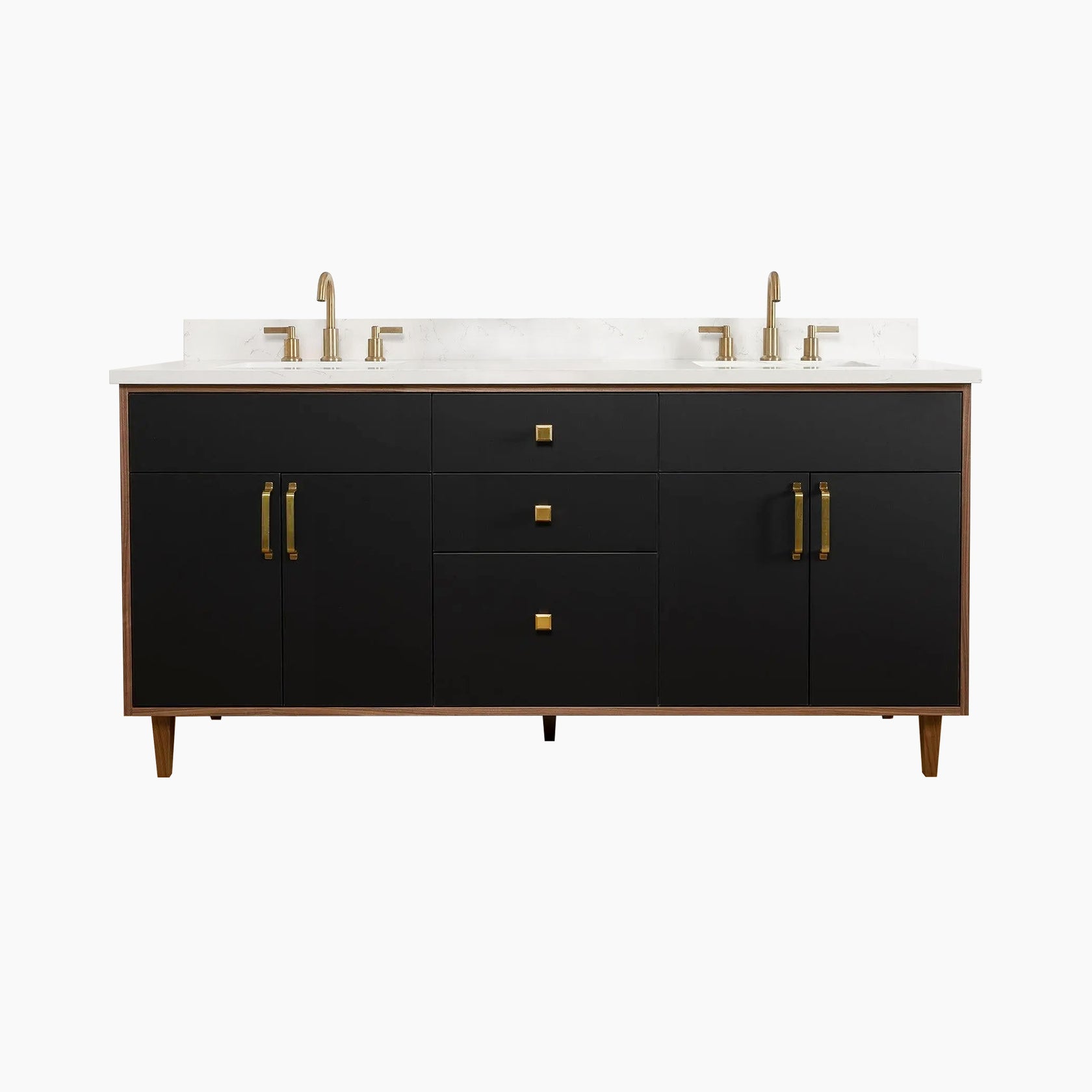 Sidney 72" Matte Black Bathroom Vanity, Double Sink - Teodor Vanities ...