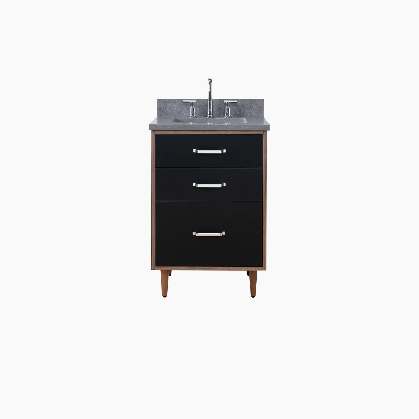 Sidney SLIM 24" Matte Black Bathroom Vanity - All Drawers