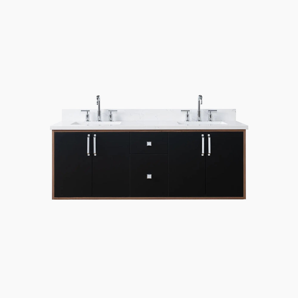 
                  
                    Sidney SLIM 60" Wall Mount Matte Black Bathroom Vanity, Double Sink
                  
                