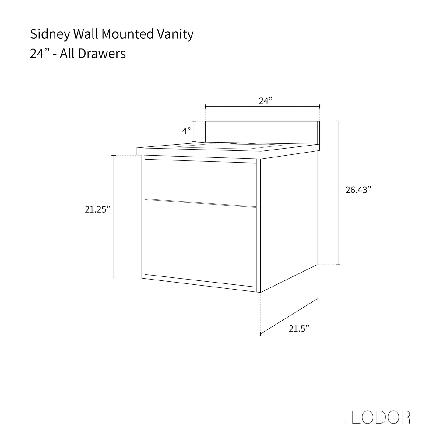 
                  
                    Sidney 24" Wall Mount Matte Black Bathroom Vanity - Teodor Vanities United States
                  
                