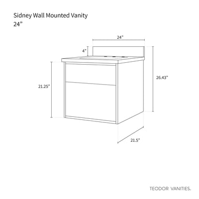 Sidney 24" Wall Mount Gloss White Bathroom Vanity