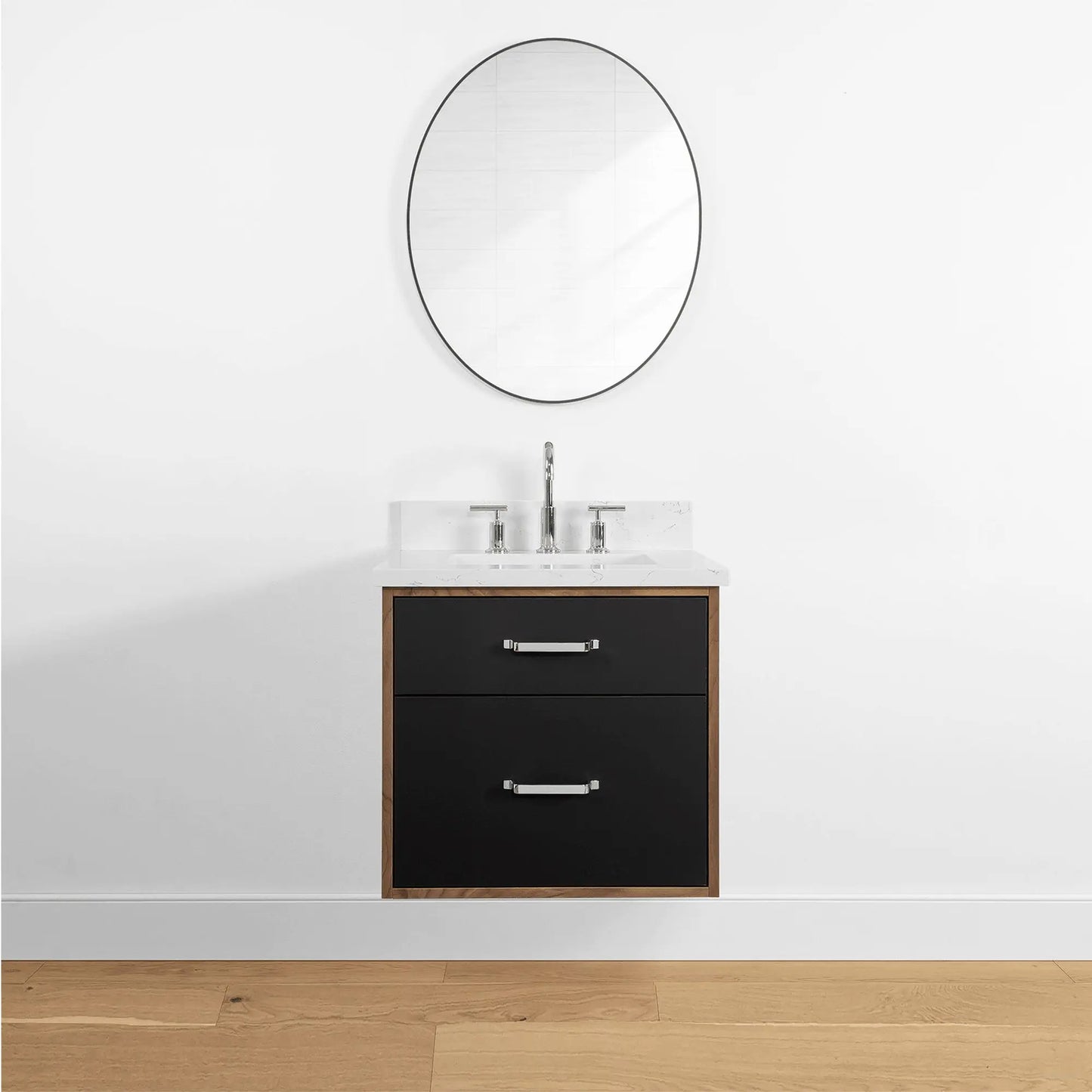 Sidney 24" Wall Mount Matte Black Bathroom Vanity - Teodor Vanities United States