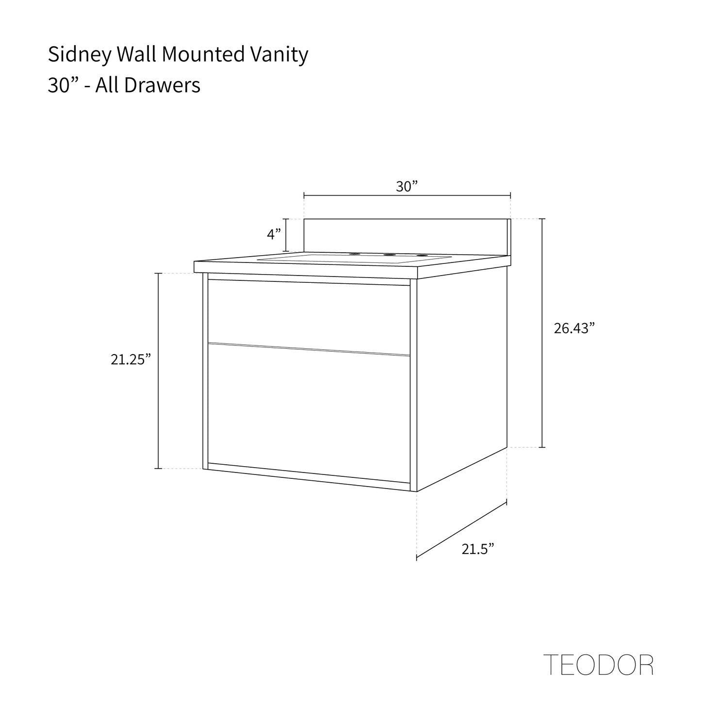 
                  
                    Sidney 30" Wall Mount Matte Black Bathroom Vanity - Teodor Vanities United States
                  
                