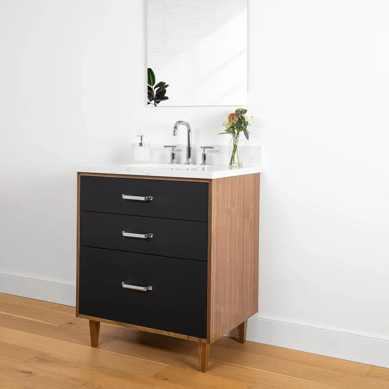 Sidney 30" Matte Black Bathroom Vanity