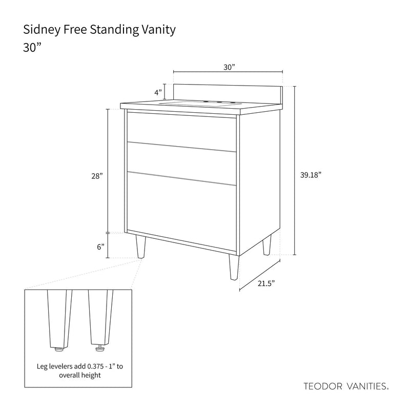 Sidney 30" Matte Black Bathroom Vanity - Teodor Vanities United States