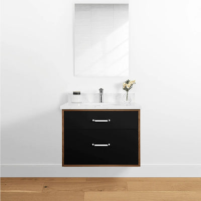 Sidney 30" Wall Mount Matte Black Bathroom Vanity