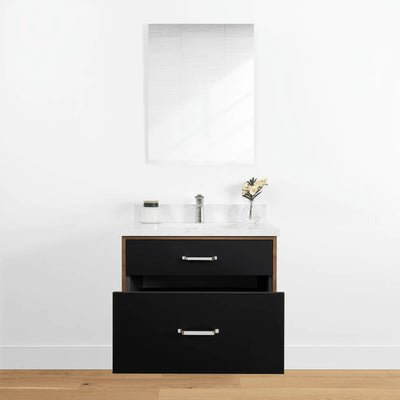 Sidney 30" Wall Mount Matte Black Bathroom Vanity - Teodor Vanities United States