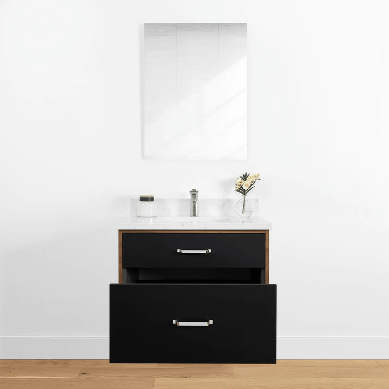 Sidney 30" Wall Mount Matte Black Bathroom Vanity