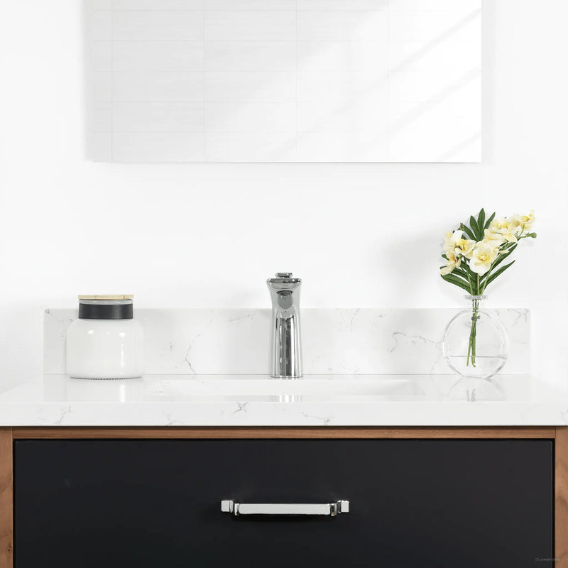 Sidney 30" Wall Mount Matte Black Bathroom Vanity