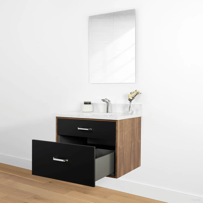 Sidney 30" Wall Mount Matte Black Bathroom Vanity