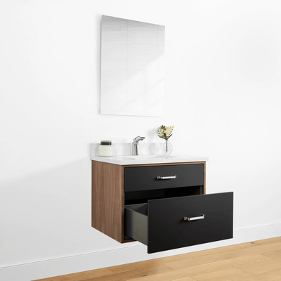 Sidney 30" Wall Mount Matte Black Bathroom Vanity - Teodor Vanities United States