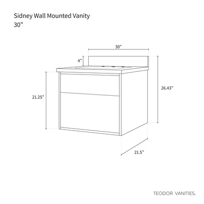 Sidney 30" Wall Mount Matte Black Bathroom Vanity