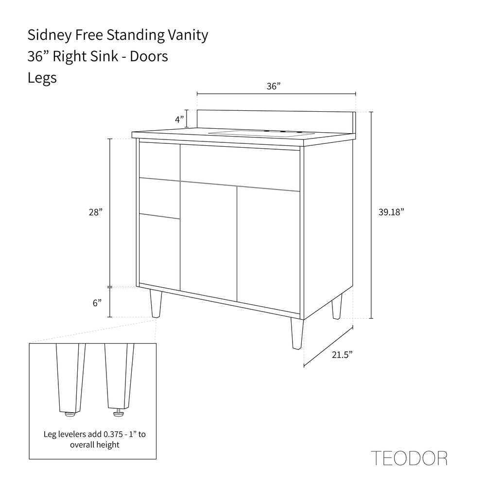 
                  
                    Sidney 36" Matte Black Bathroom Vanity, Right Sink - Teodor Vanities United States
                  
                