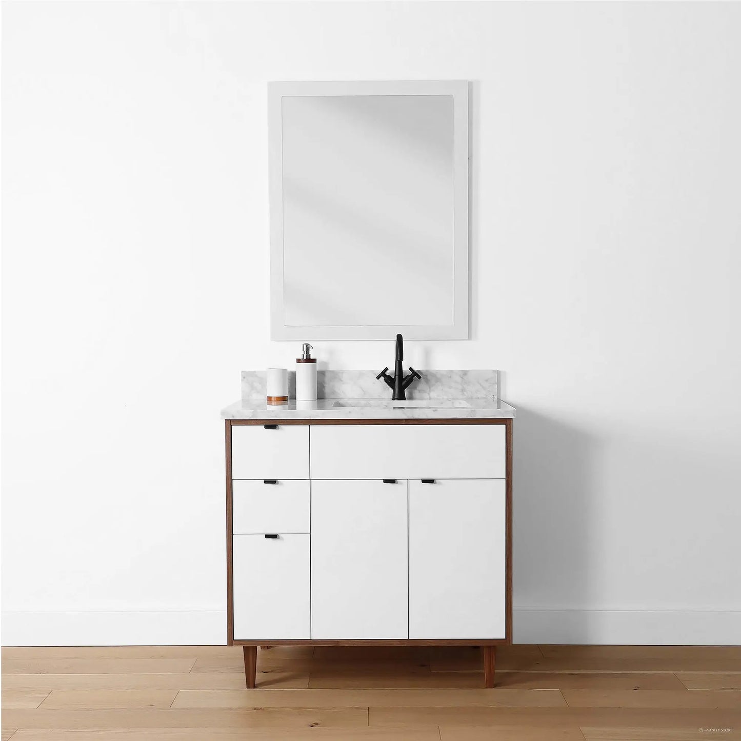 Sidney 36" Gloss White Bathroom Vanity, Right Sink - Teodor Vanities United States