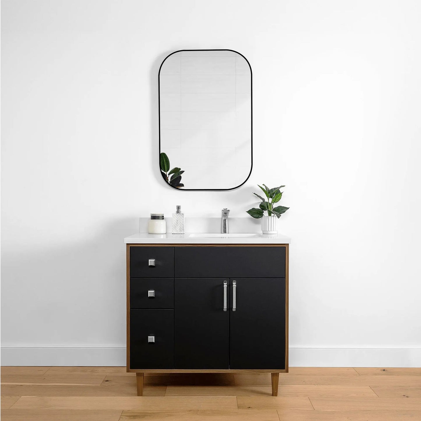 Sidney 36" Matte Black Bathroom Vanity, Right Sink - Teodor Vanities United States