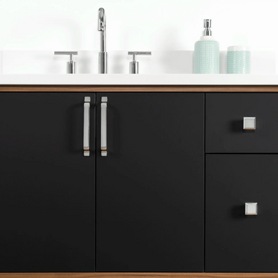 Sidney 36" Wall Mount Matte Black Bathroom Vanity, Left Sink