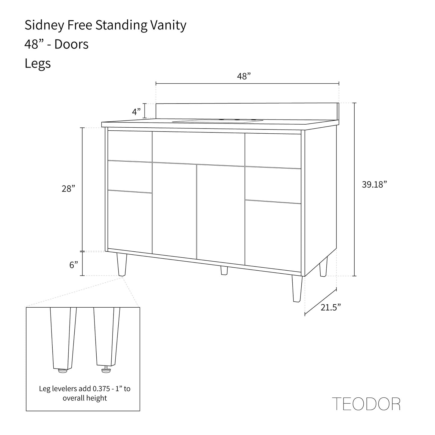 
                  
                    Sidney 48" Matte Black Bathroom Vanity - Teodor Vanities United States
                  
                