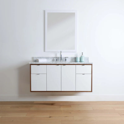 Sidney 48" Wall Mount Gloss White Bathroom Vanity - Teodor Vanities United States