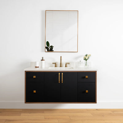 Sidney 48" Wall Mount Matte Black Bathroom Vanity - Teodor Vanities United States