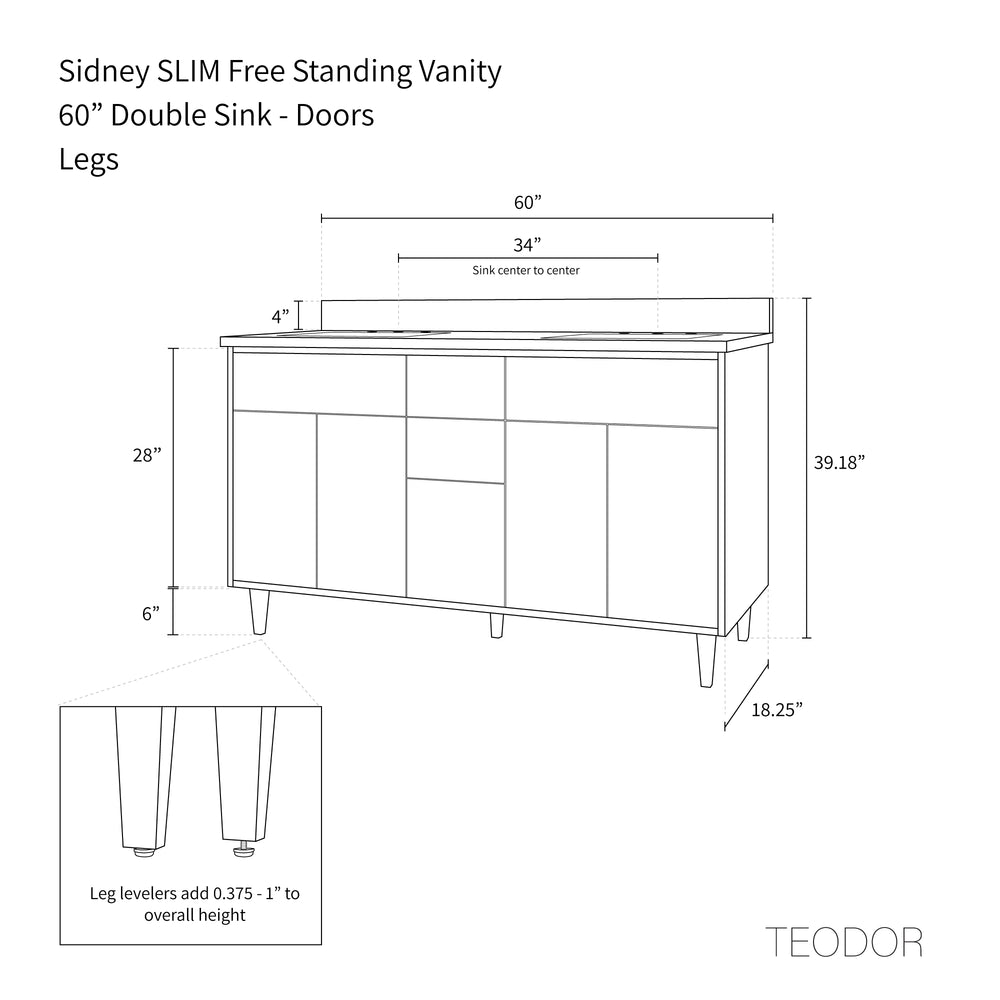 
                  
                    Sidney SLIM 60" Matte Black Bathroom Vanity, Double Sink
                  
                