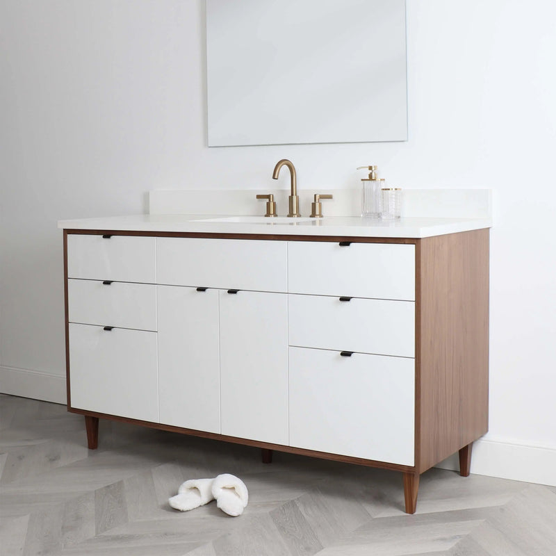 Sidney 60" Gloss White Bathroom Vanity