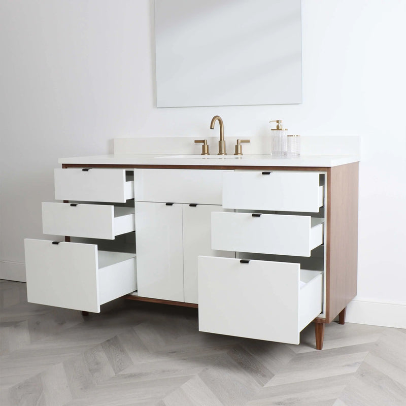 Sidney 60" Gloss White Bathroom Vanity - Teodor Vanities United States