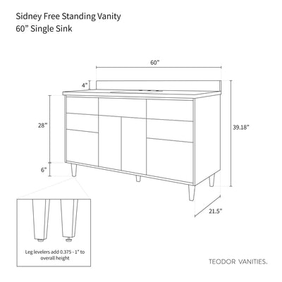 Sidney 60" Gloss White Bathroom Vanity - Teodor Vanities United States