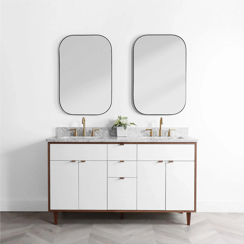 Sidney 60" Gloss White Bathroom Vanity, Double Sink - Teodor Vanities United States