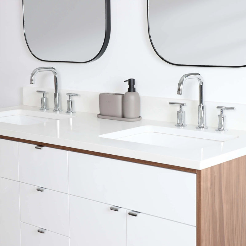 Sidney 60" Gloss White Bathroom Vanity, Double Sink