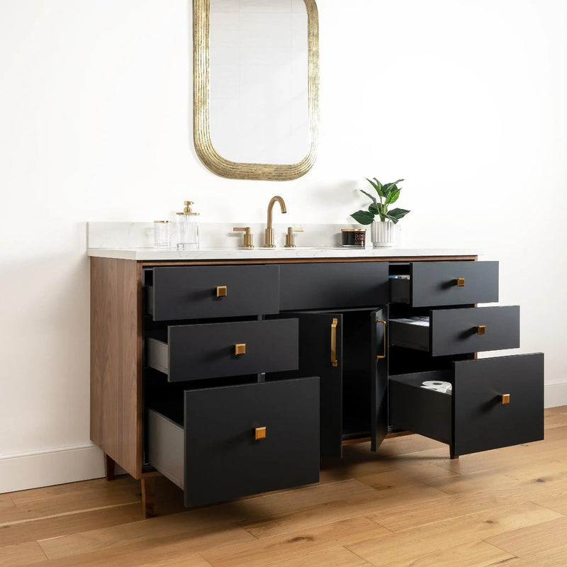 Sidney 60" Matte Black Bathroom Vanity