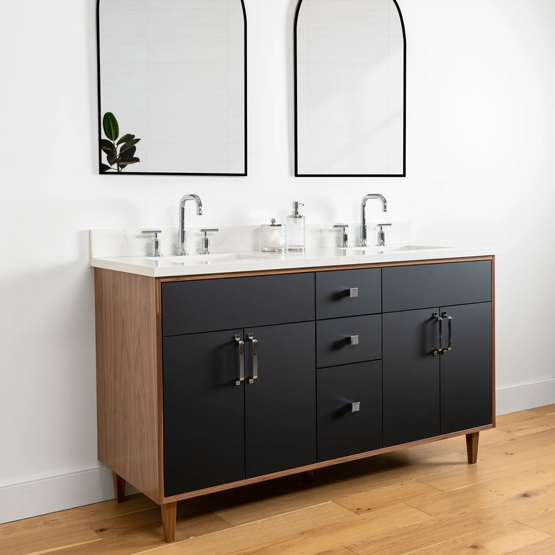 Sidney 60" Matte Black Bathroom Vanity, Double Sink - Teodor Vanities United States