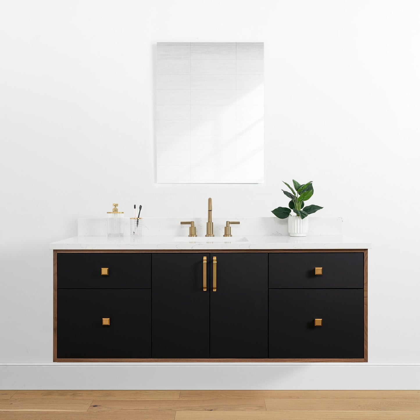 Sidney 60" Wall Mount Matte Black Bathroom Vanity - Teodor Vanities United States