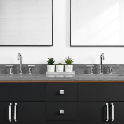 Sidney 60" Wall Mount Matte Black Bathroom Vanity, Double Sink