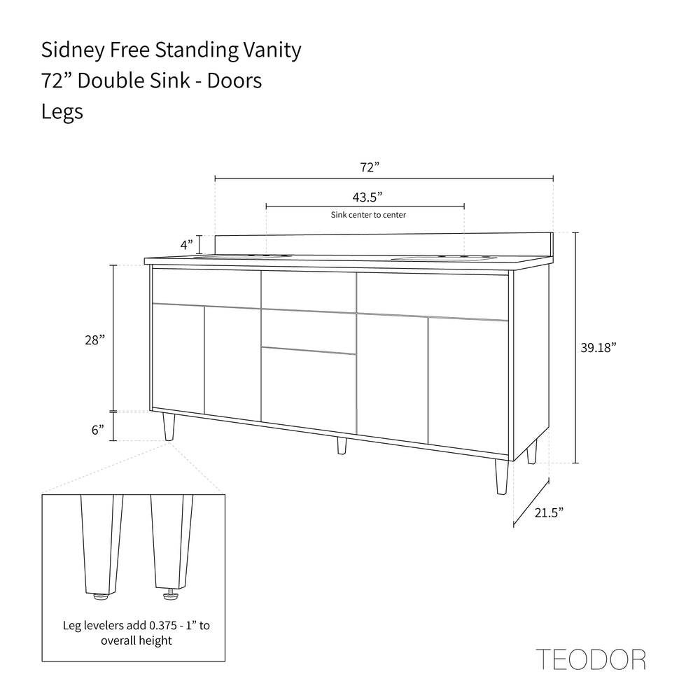
                  
                    Sidney 72" Matte Black Bathroom Vanity, Double Sink - Teodor Vanities United States
                  
                