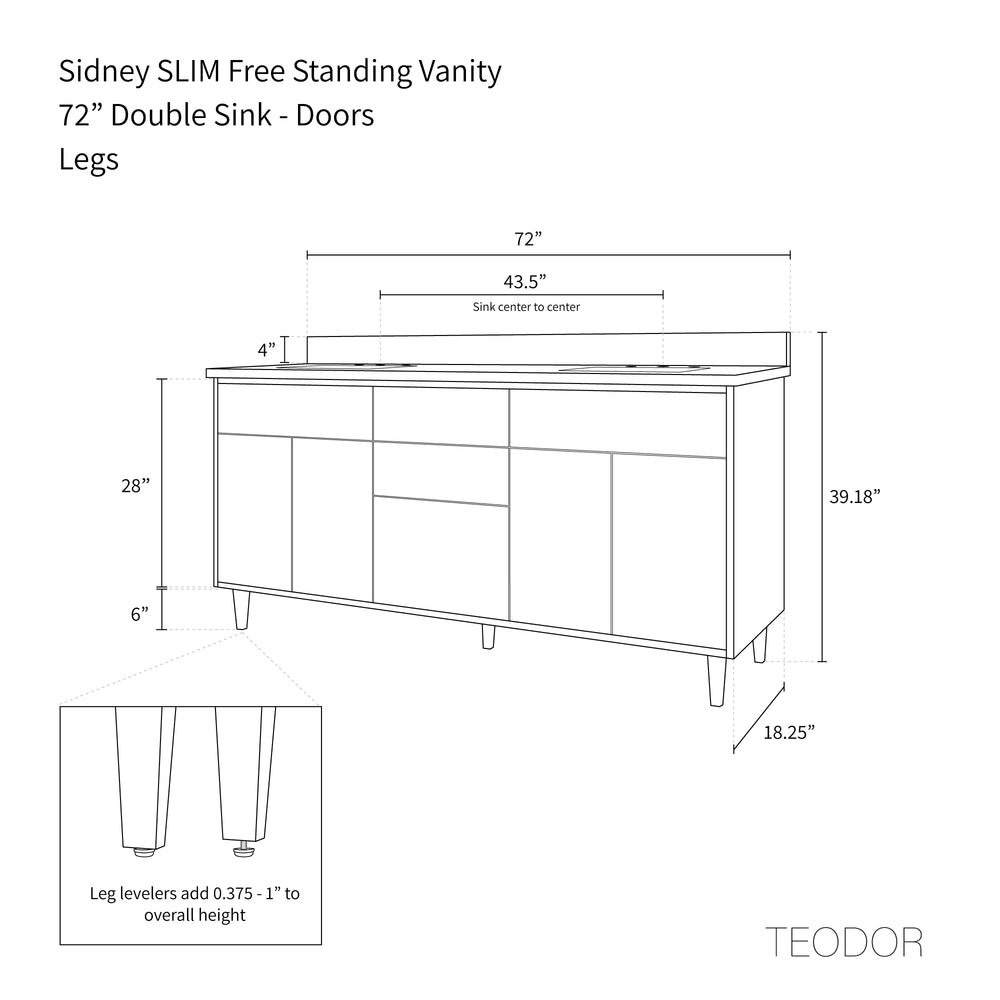 
                  
                    Sidney SLIM 72" Matte Black Bathroom Vanity, Double Sink
                  
                