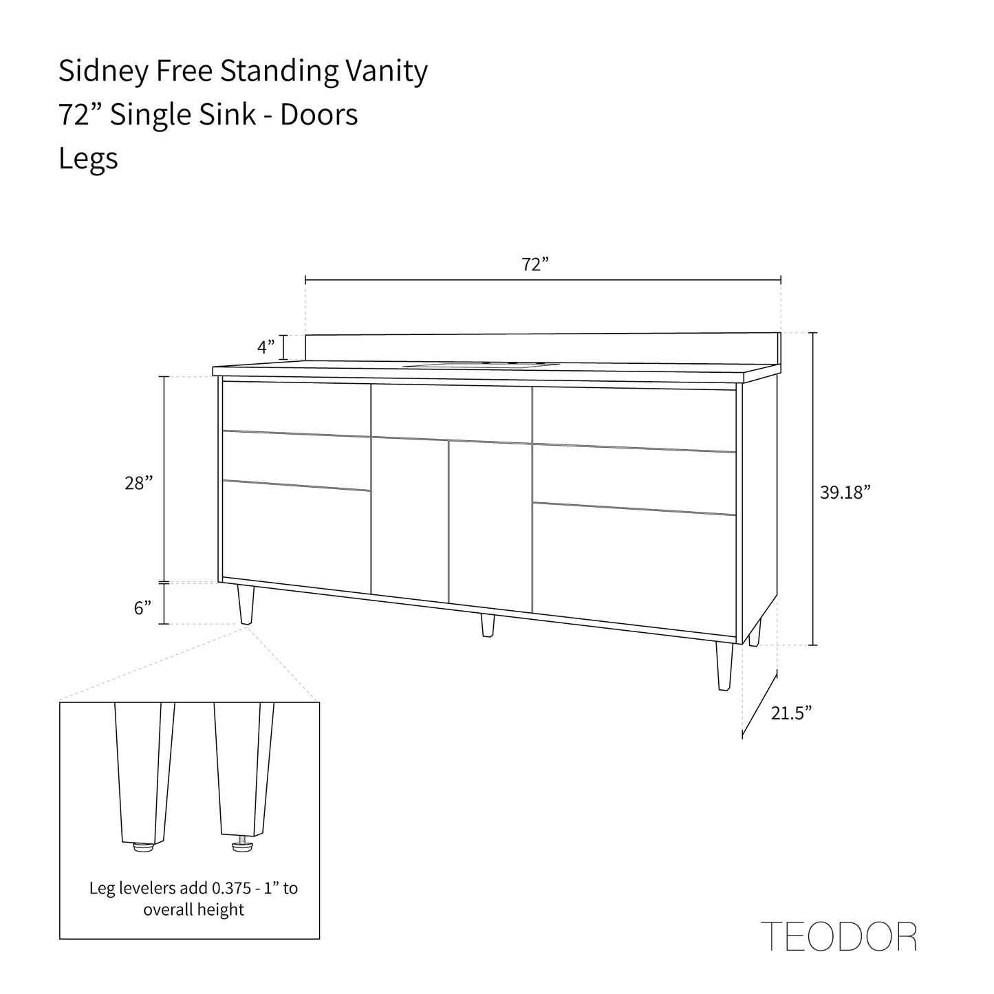 
                  
                    Sidney 72" Matte Black Bathroom Vanity - Teodor Vanities United States
                  
                